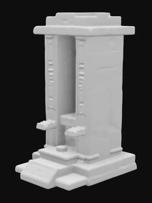 3D model for древний пиллон с консолью. Сооружение предков. Формы грубые , квадратные и прямоугольные