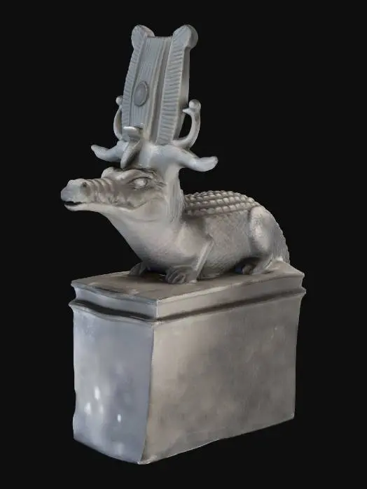 3D model for Crocodile Statue on Pedestal