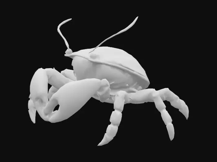 3D model for a silver hermit crab with two stalks
, #ocean#