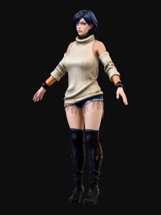 3D model for Marrie casual attire ( virgin killer sweater )
