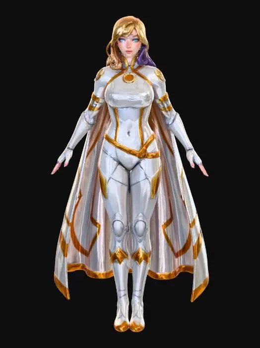 3D model for Superhero in White and Gold