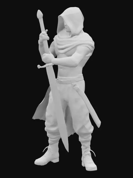 3D model for Hooded LightWeight Man Weilding a Swrd