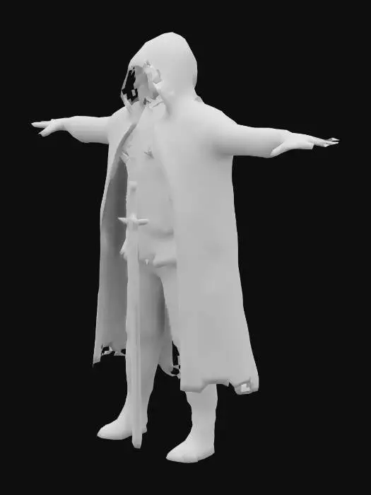 3D model for Hooded LightWeight Man Weilding a Swrd SAME BUT TPOSE