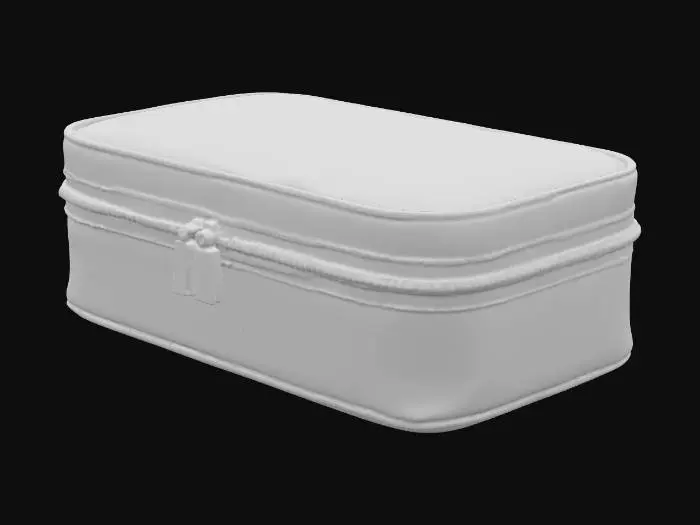 3D model for Low-poly travel case asset: black zippered rectangular case with rounded edges