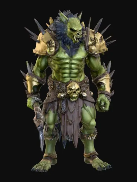 3D model for un orc lupator cu armuta de cranii