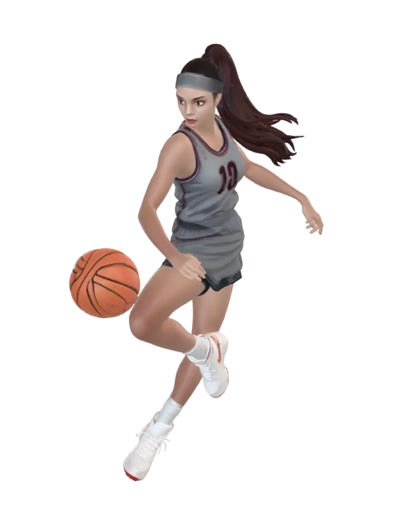 Female Skinny Basketball Playing NPC 3D model, vytvořený pomocí AI