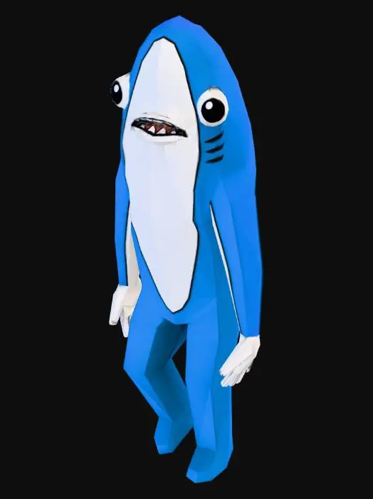 3D model for Left Shark with no background (pure white) as stylized video game character
