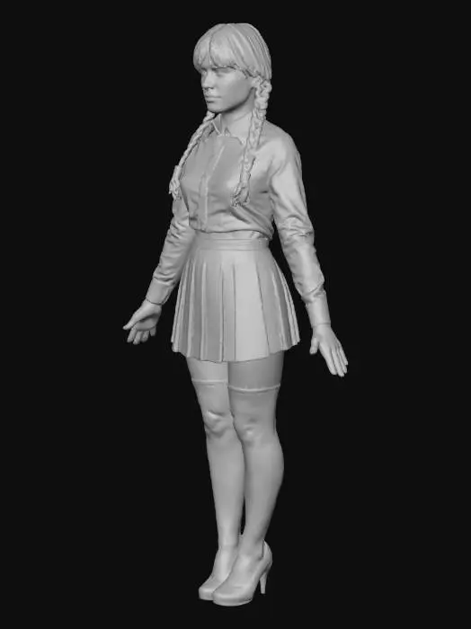 3D model for Girl in a Plaid Skirt