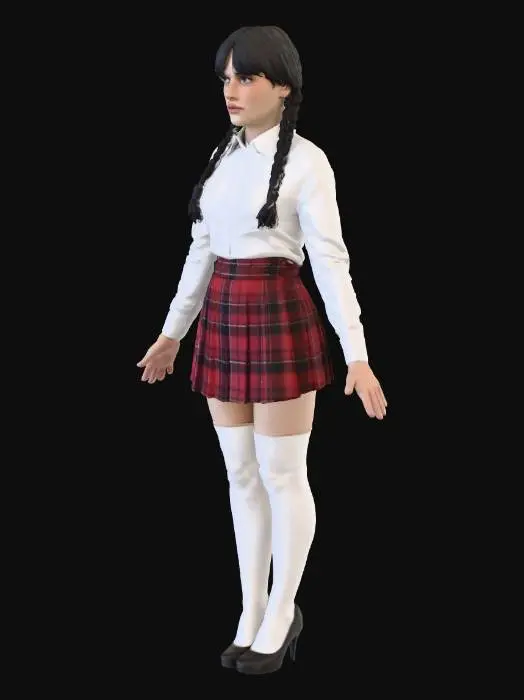 3D model for Girl in a Plaid Skirt