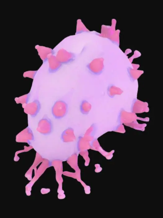 3D model for Создайте 3D модель вражеской бактерии из первой стадии игры Spore. Модель должна быть приплюснутой и представлена в виде сверху, с акцентом на горизонтальные формы. Обратите внимание на детали, но их должно быть значительно меньше, чтобы общая сложность модели не превышала 3000 полигонов. 
