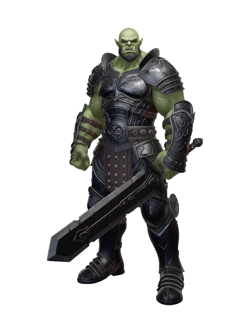Ironclad Orc Warlord 3D model, vytvořený pomocí AI
