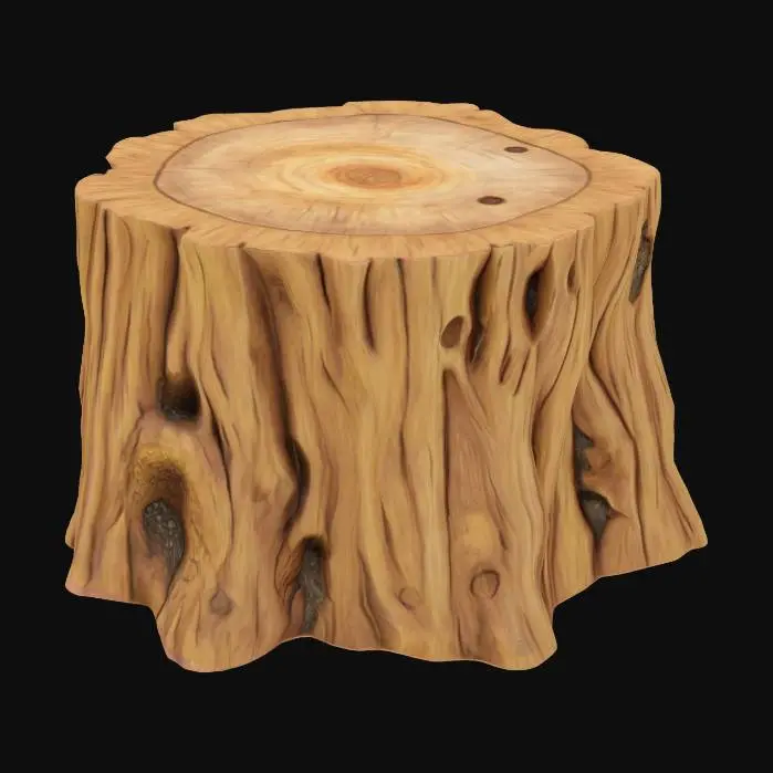 3D model for A tree stump. Deeply carved textures. Natural realistic colors. Carved detail. Chunky. Well-lit.  Dungeons & Dragons. DND. High-resolution. Ultra realistic.