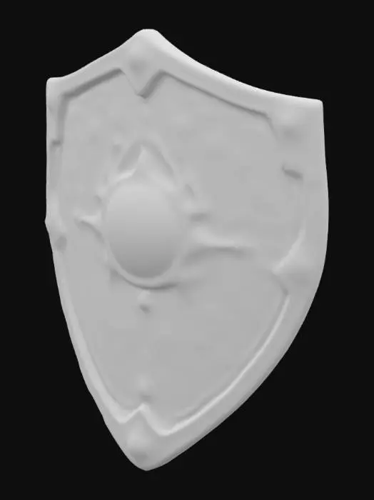 3D model for Shield,cartoon style,The Celestial Ward is forged from star-metal, shimmering with constellations. A central moonstone glows softly, surrounded by orbiting star-like gems.The shield's edges are adorned with intricate engravings of celestial patterns, including swirling galaxies and crescent moons. It draws power from starlight, growing stronger under the night sky, and its constellations seem to come alive, shifting and realigning as if responding to the cosmos.