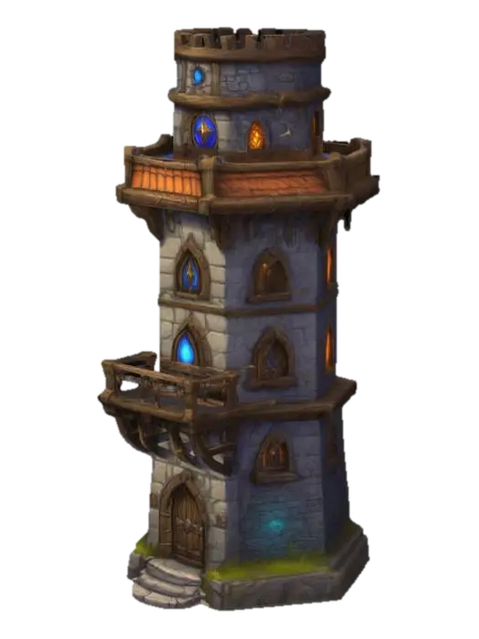 world of warcraft style tower of mage 3D model, vytvořený pomocí AI