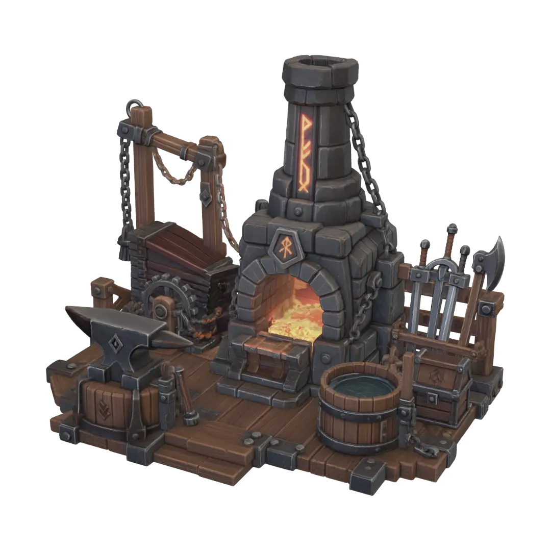 Modello 3D Blacksmith Bench T3 - Swords, generato dall’IA