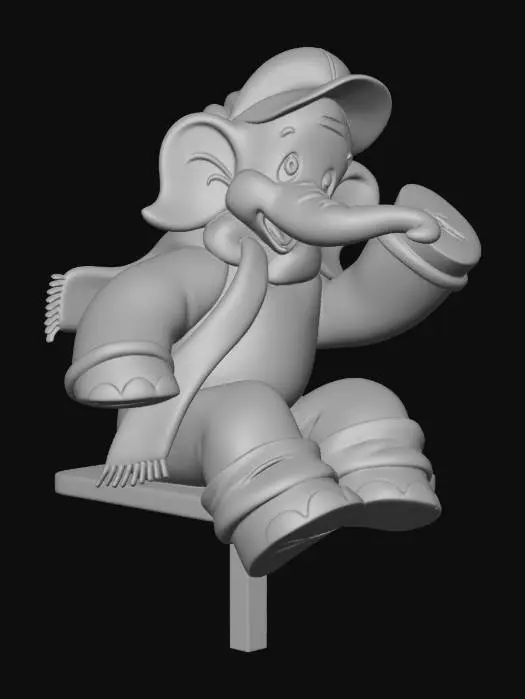 3D model for Elephant in a Colorful Outfit, red Head sitting