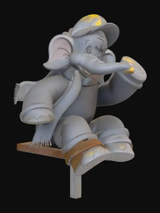 3D model for Elephant in a Colorful Outfit, red Head sitting