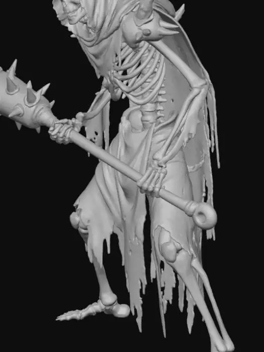 3D model for Glowing radioactive skeleton walking through a radioactive wasteland wielding a spiked club