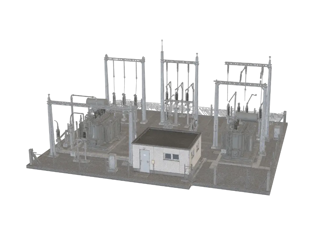 Medium substation - Electrical 3D model, vytvořený pomocí AI