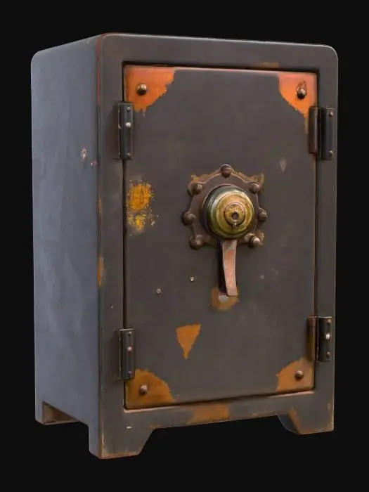 3D model for Rusty safe, old, worn, crank, 1950, metal. black, scratches