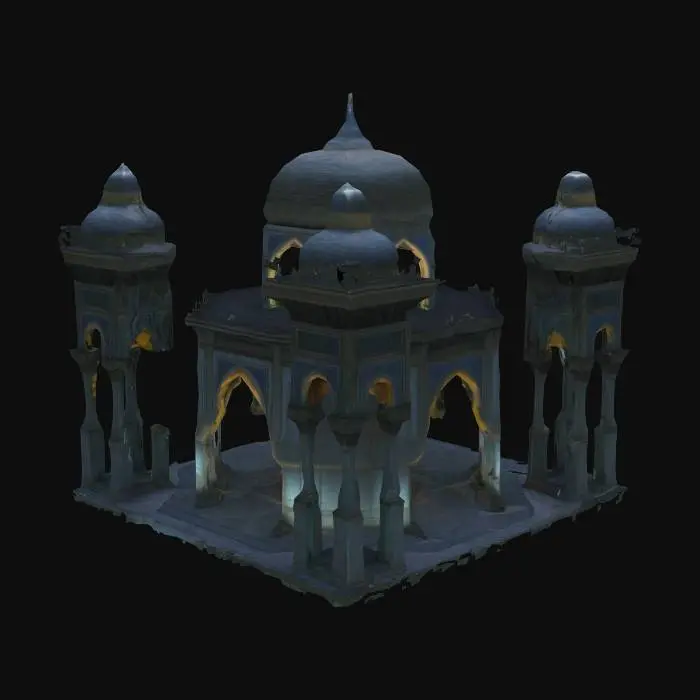 3D model for дворец из лунного света в стиле игры The Elder Scrolls цивилизация каджитов, величественный стиль, HDR, сверхвысокая детализациb, сверхвысокое качество 40k