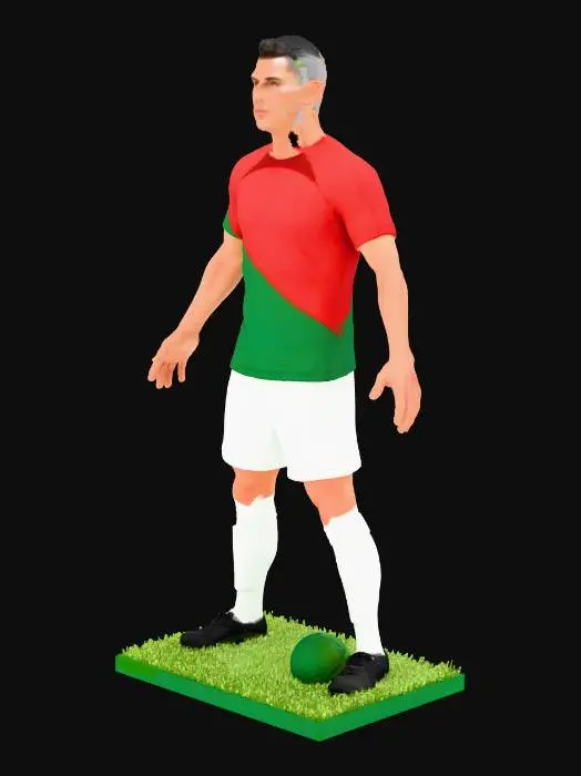 3D model for Vreau o figurina cu Cristiano Ronaldo, pregatit sa bata o lovitura libera, figurina trebuie sa stea pe picioare, sa fie stabila. Cristiano Ronaldo ar trebui sa aiba tricoul Portugaliei pe el.
