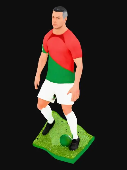 3D model for Vreau o figurina cu Cristiano Ronaldo, pregatit sa bata o lovitura libera, figurina trebuie sa stea pe picioare, sa fie stabila. Cristiano Ronaldo ar trebui sa aiba tricoul Portugaliei pe el.