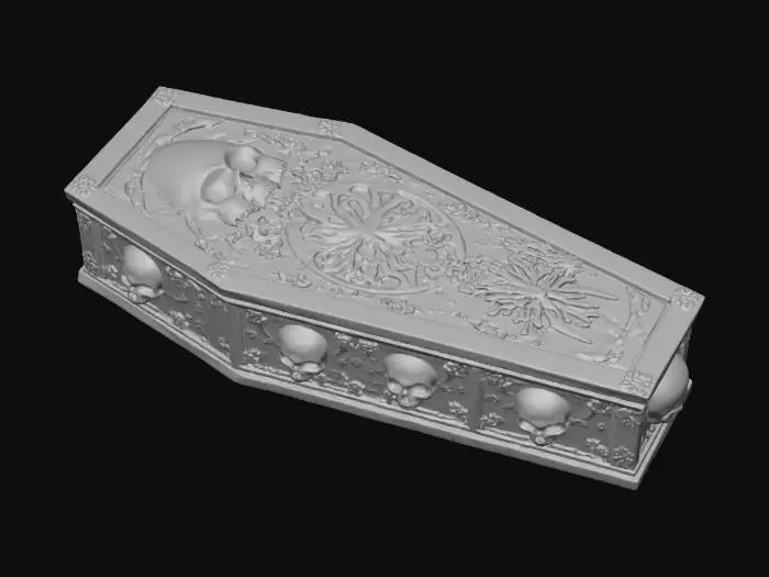 3D model for coffin  silhouette with skull wall art
