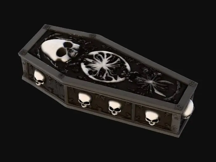 3D model for coffin  silhouette with skull wall art