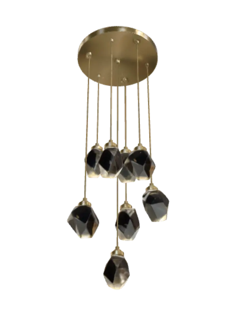 Gold Crystal Droplet Pendant Light par alireza_razavi_1231 — créé avec le générateur 3D Meshy AI, téléchargement gratuit FBX OBJ GLB STL