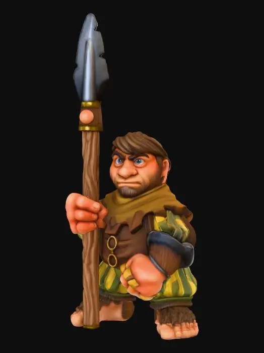 3D model for Halfling Warrior Statue