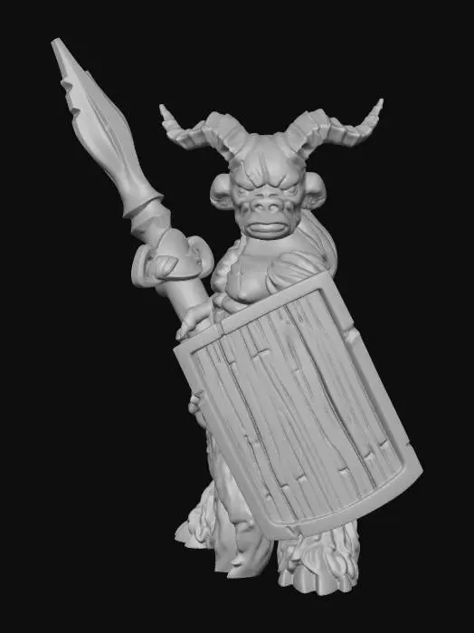 3D model for Horned Berserker with Spear and Shield