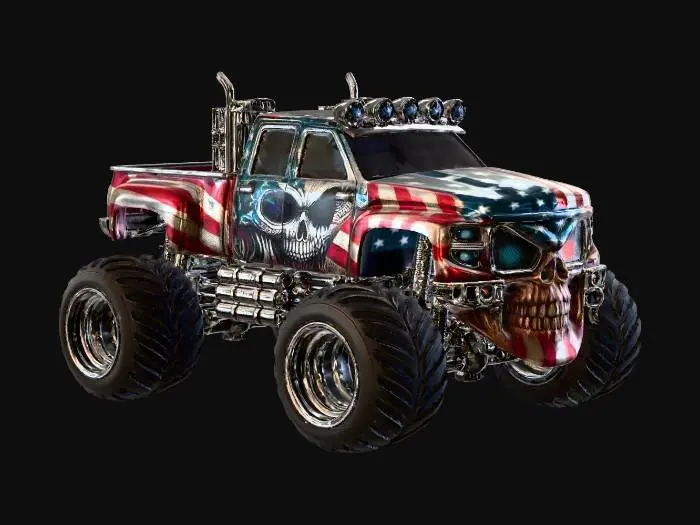 3D model for Stars and Stripes Skull Monster Truck