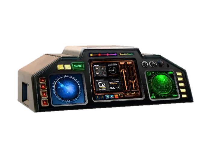 Nebula Command Console - Control 3D model, vytvořený pomocí AI