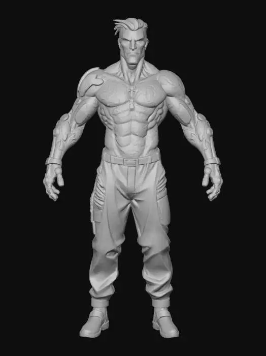 3D model for poner en perfecta pose T, vista totalmente frontal,con los brazos extirados.
manos extendidas mirando hacia abajo ,simetria posicional.