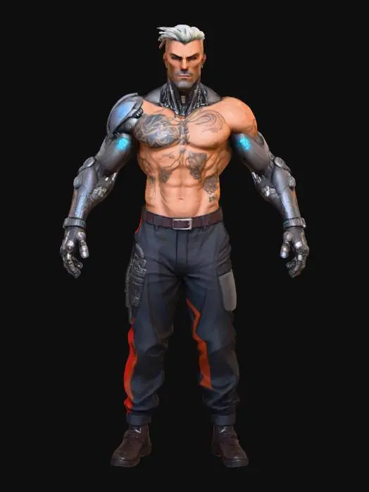 3D model for poner en perfecta pose T, vista totalmente frontal,con los brazos extirados.
manos extendidas mirando hacia abajo ,simetria posicional.