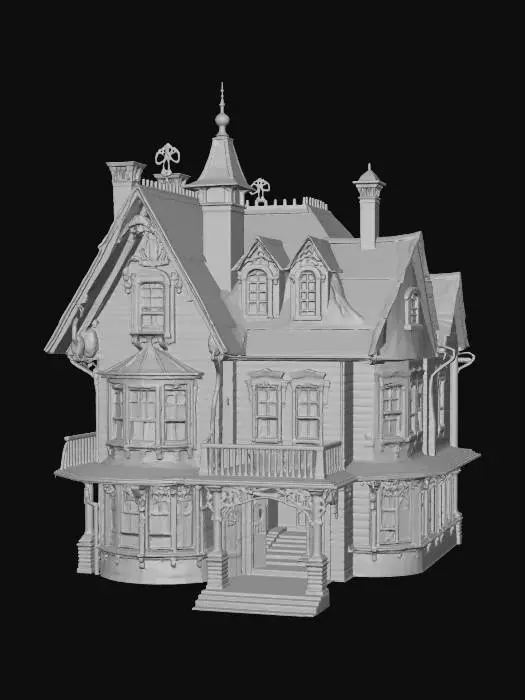 3D model for eliminar los objetos fuera de la casa, como arboles, calabazas, murcielagos y fondo de imagen o cielo de un mismo color oscuro