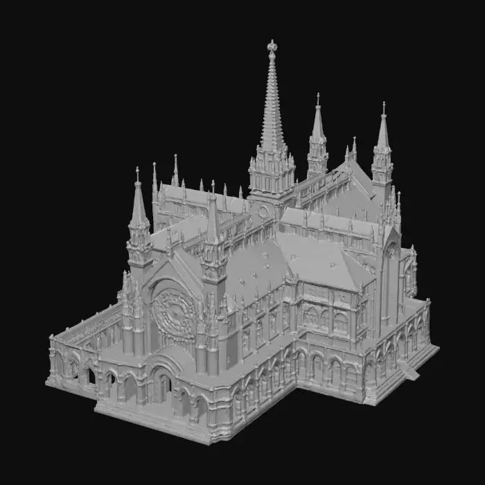 3D model for Gothic Cathedral at Dusk