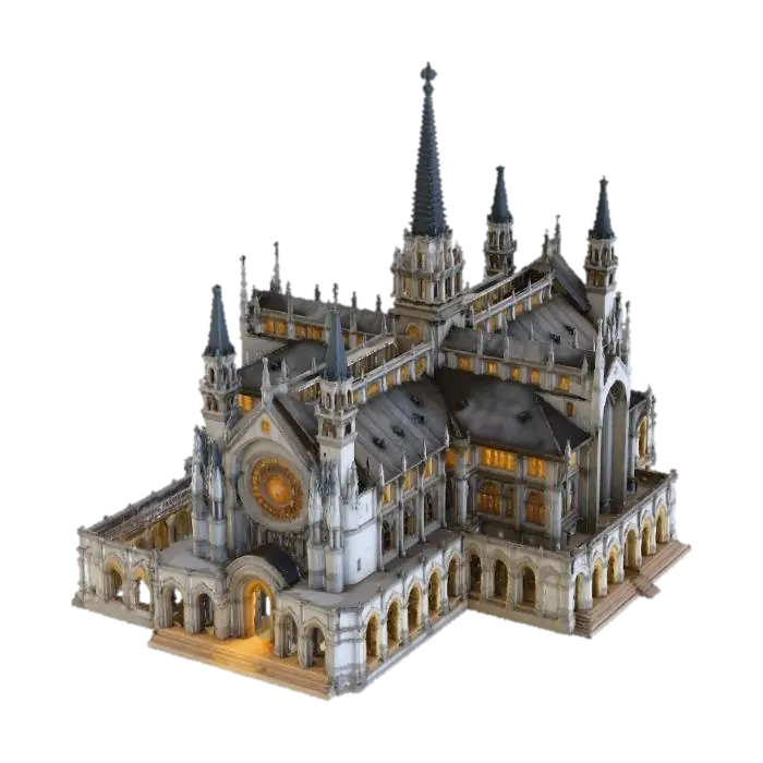 Modelo 3D de Gothic Cathedral at Dusk - Church, generado por IA
