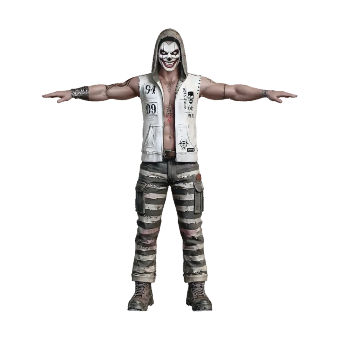 Masked Clown Warrior - Devil 3D model, vytvořený pomocí AI