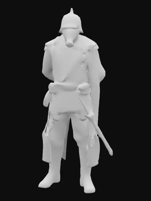 3D model for Steampunk Soldier, death korps of krieg, ww2 inspired gear, futuristic looking, high detailed armor, warhammer 40000, imperial guards