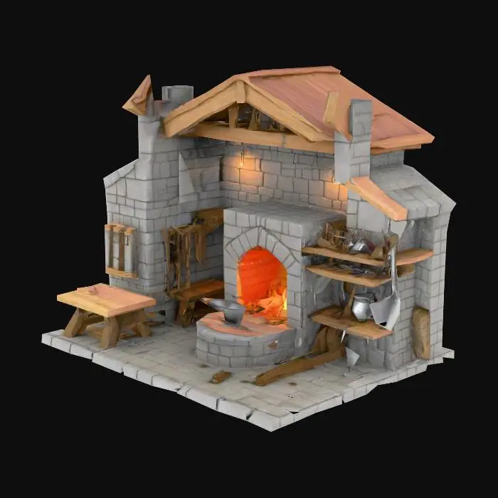 3D model for 3d forge for a medieval castle, modular