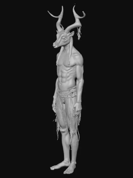3D model for A realistic 3D model of a Gestral inspired by Clair Obscur: Expedition 33.
The character is standing calmly on its own feet, without a base.
It has a wooden, hand-crafted texture with natural grain, faded paint accents, and a slightly worn, patinated surface.
The proportions are balanced and humanoid but stylized, matching the Gestral design from the game.
Neutral lighting, uniform grey background.
Figurine-scale proportions suitable for 3D printing.
Preserve fine texture details on the surface, especially on the wood and paint.
