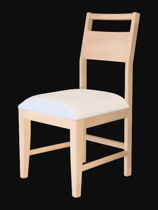 3D model for Light Oak Dining Chair with Beige Upholstered Seat