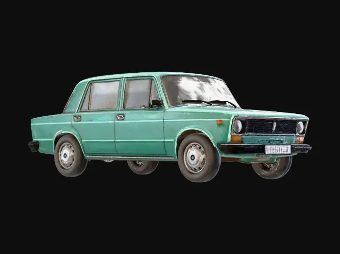 3D model for Blue Car in Blooming Meadow