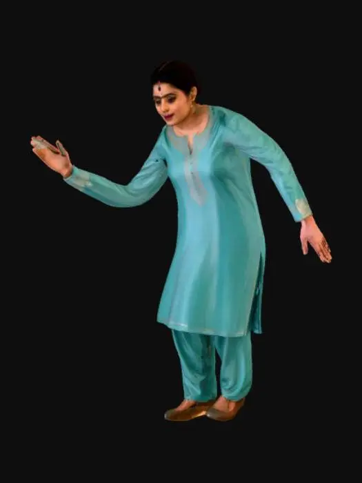 3D model for T-Pose in Teal Outfit