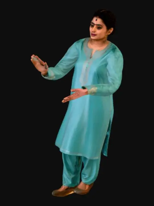 3D model for T-Pose in Teal Outfit