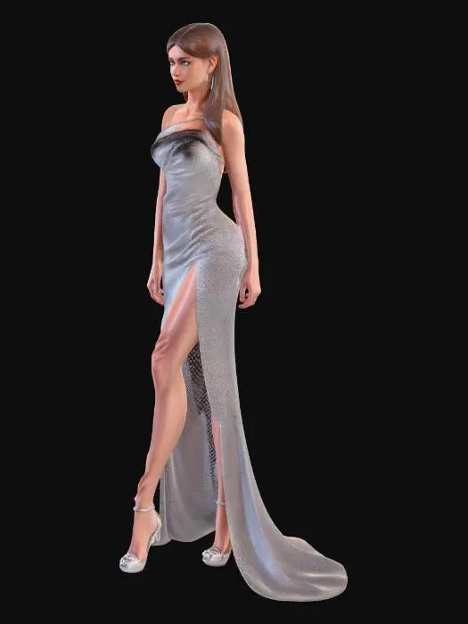 3D model for A sexy night dressed girl