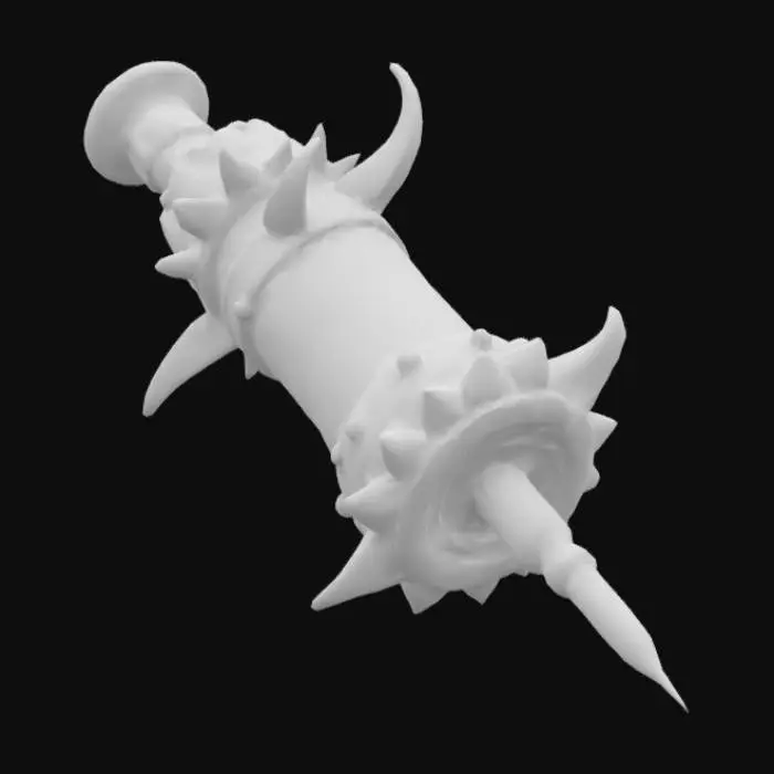 3D model for inyección para curar heridas que parezca demoniaca con runas incrustadas brillantes 