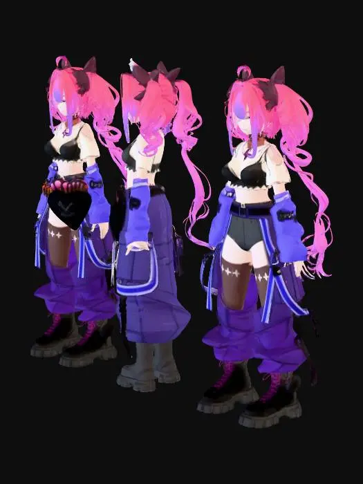 3D model for Character Concept: Neon Goth Cyberpunk